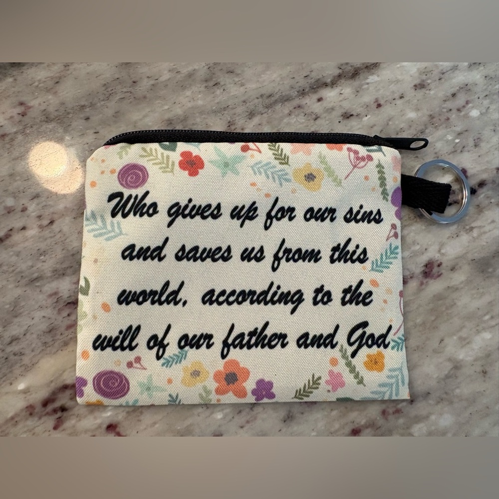 CHANGE PURSE & KEY RING | floral design with inspirational quote - Picture 7 of 7